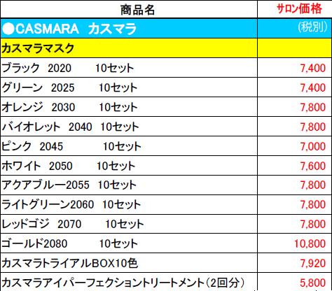 カスマラ値上げ