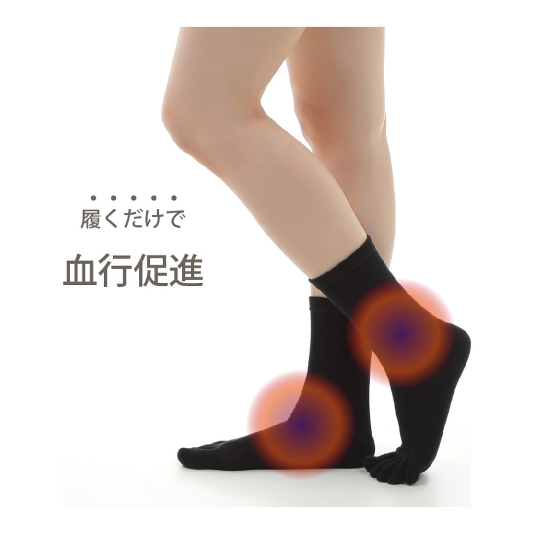 IFMC. 温泉靴下（五本指） ブラック（23～25cm）