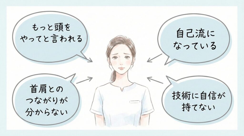 ヘッドスパ施術者が抱えやすい悩みをまとめた共感図解