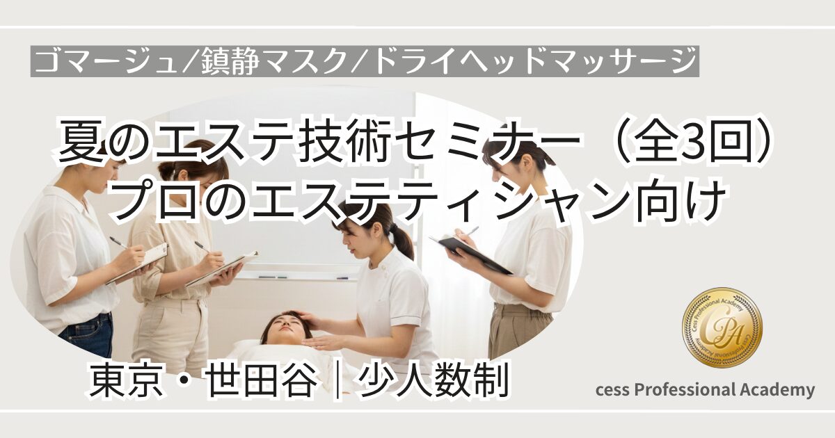 セス定期セミナー2026年夏〜秋｜東京世田谷で開催する少人数制プロエステティシャン向け技術講習（7月・8月・9月）