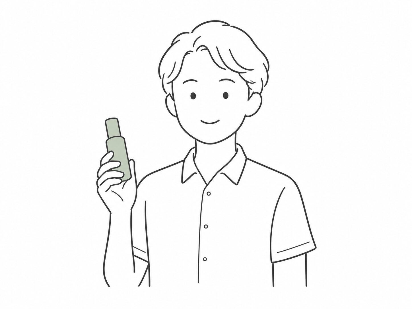 化粧品OEMの試作品を手に安心する担当者のイラスト
