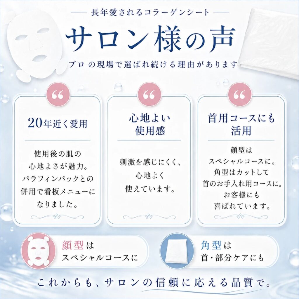 コラーゲンシートを使うサロン様の声の図解
